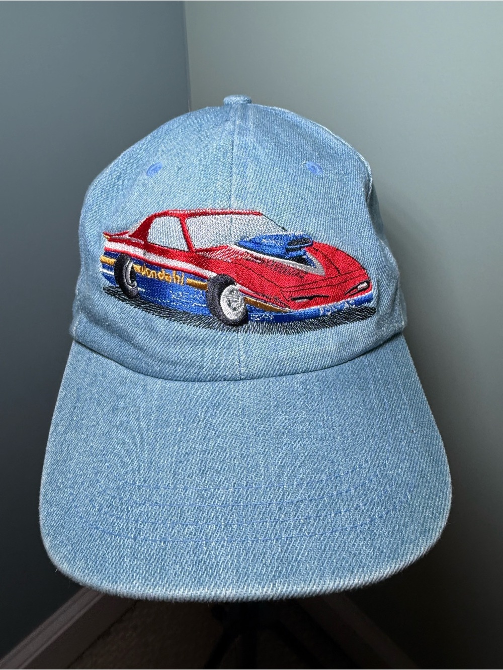 Vintage Light Blue Denim Baseball racing car Cap